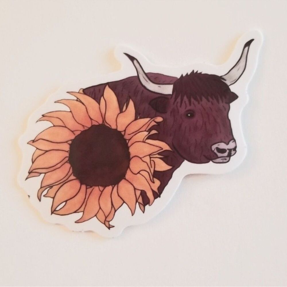 Cow‎ & Sunflower Sticker